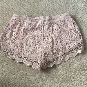 H&M Shorts - H&M baby pink lace shorts H&M Shorts - H&M baby pink lace shorts